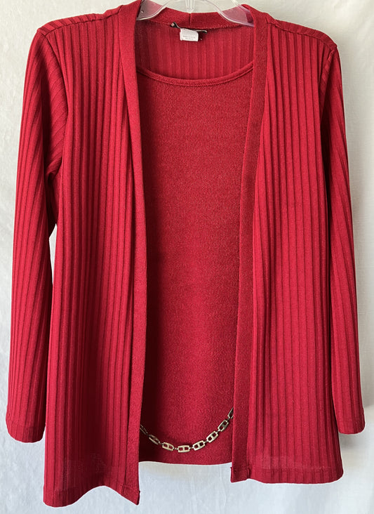 Notations Sweater/Blouse-1 piece with Chain Red, Size Med