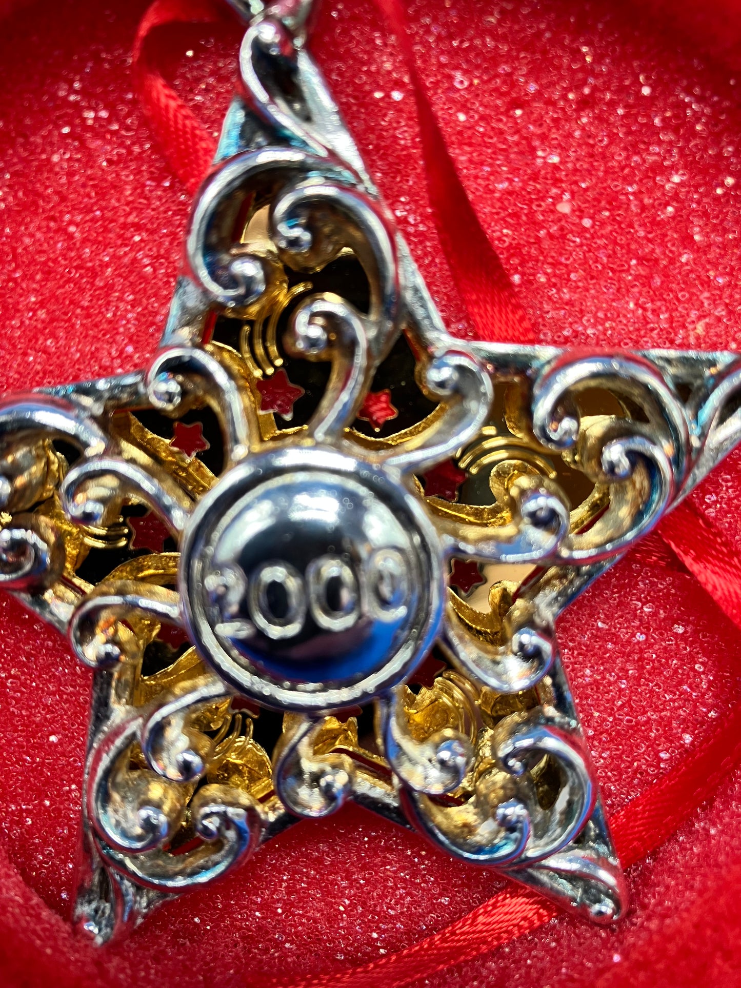 2000 Filigree Star Christmas Ornament by Reed & Barton Gold Color