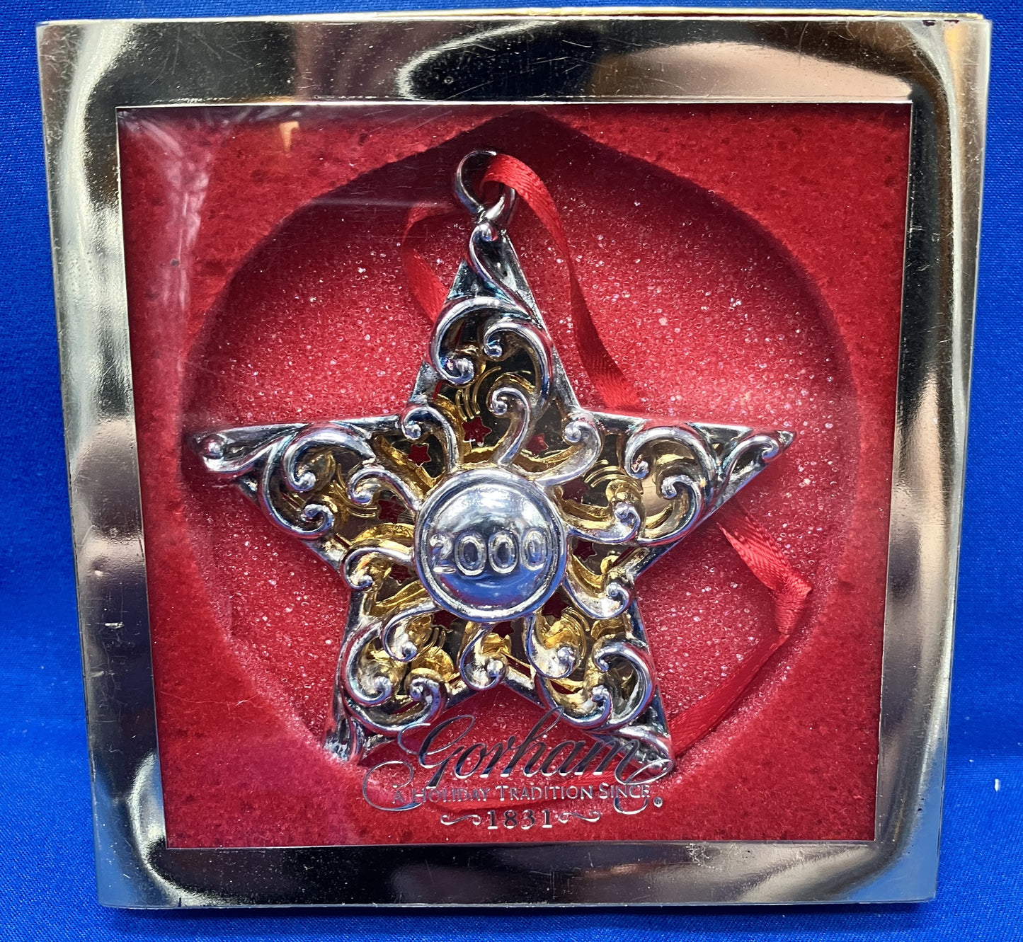 2000 Filigree Star Christmas Ornament by Reed & Barton Gold Color
