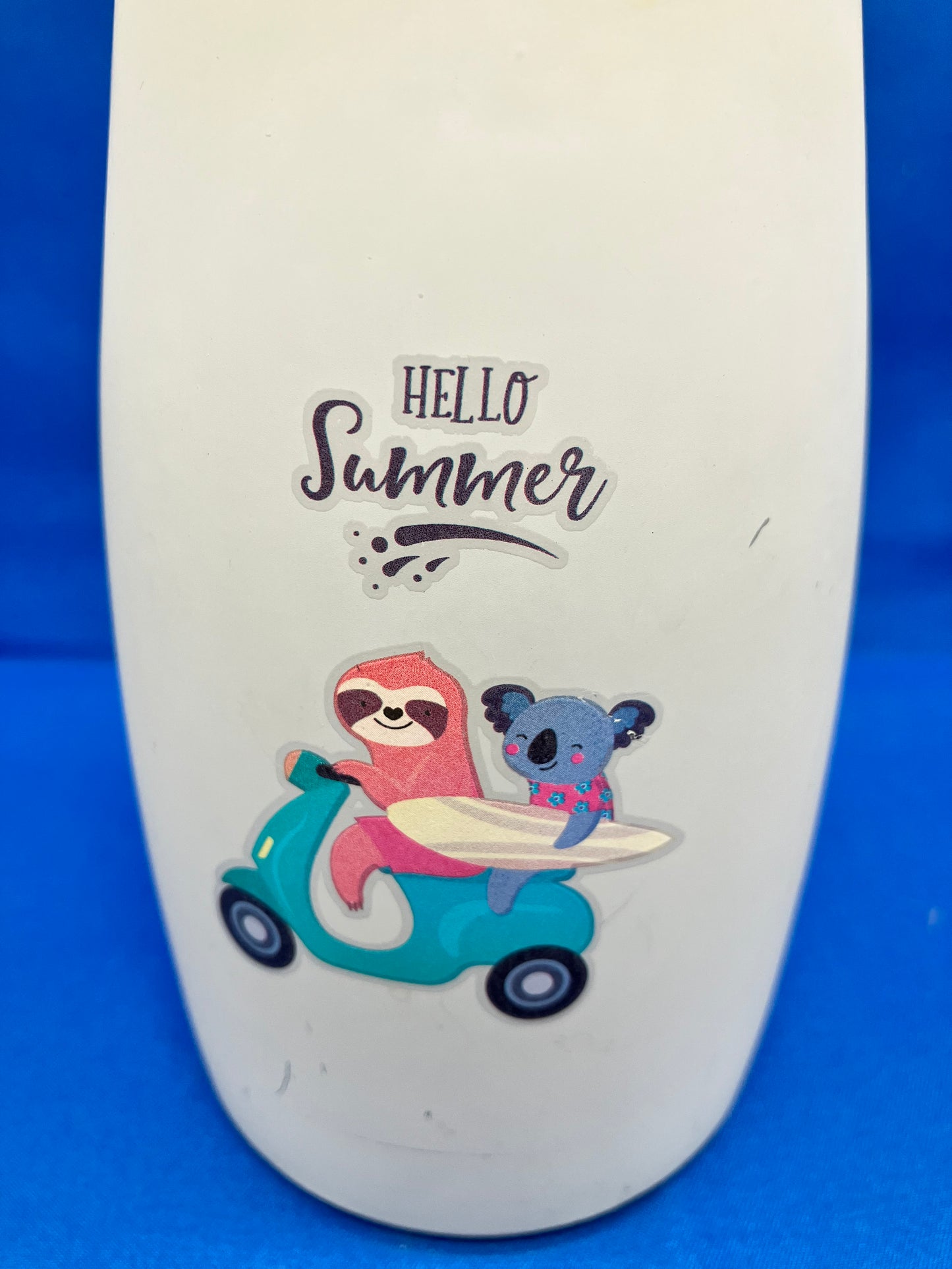 Hello Summer Frosted Vase Sloth and Koala on Scooter