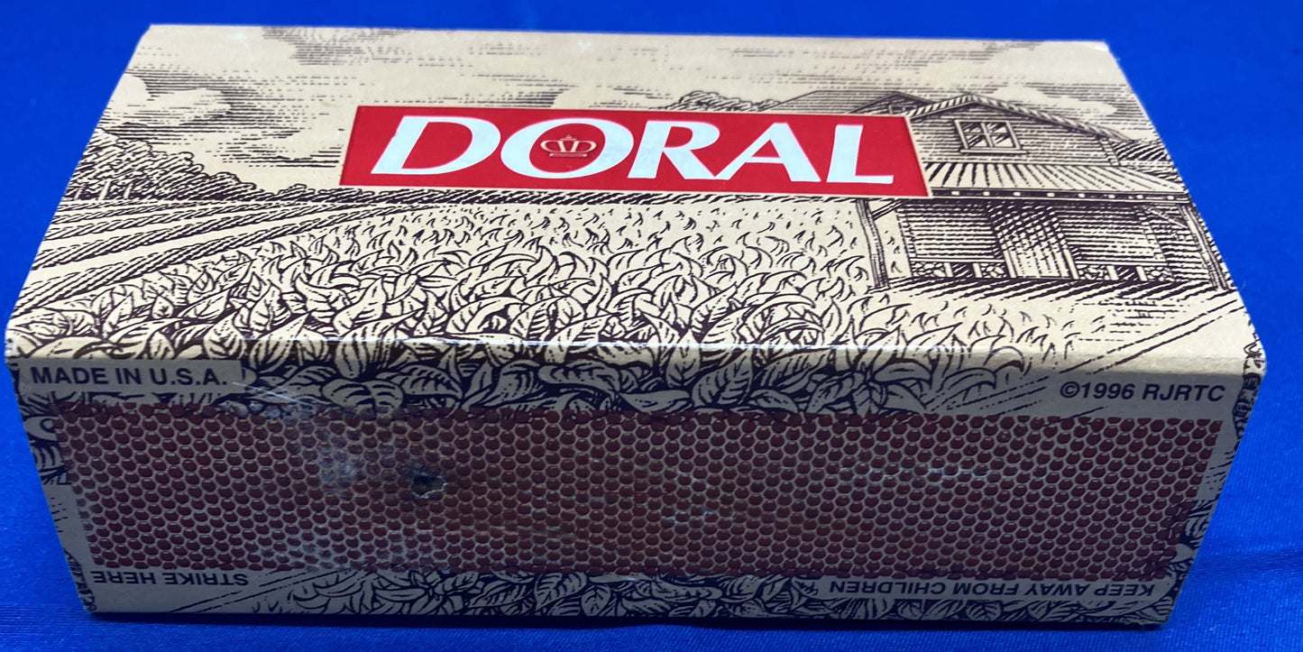 VINTAGE 1996 COLLECTIBLE DORAL CIGARETTE TIN WITH WOODEN MATCHES