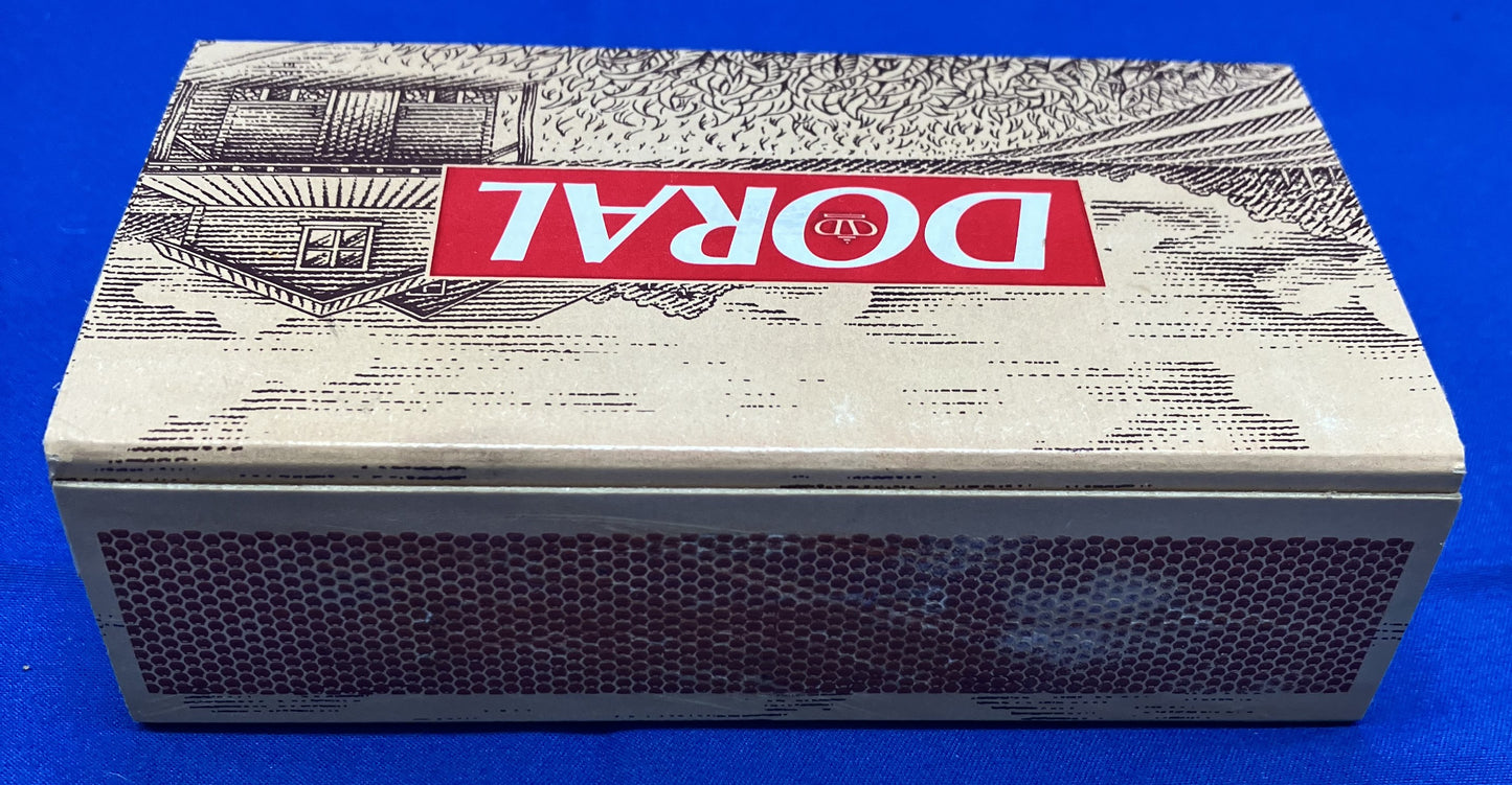VINTAGE 1996 COLLECTIBLE DORAL CIGARETTE TIN WITH WOODEN MATCHES