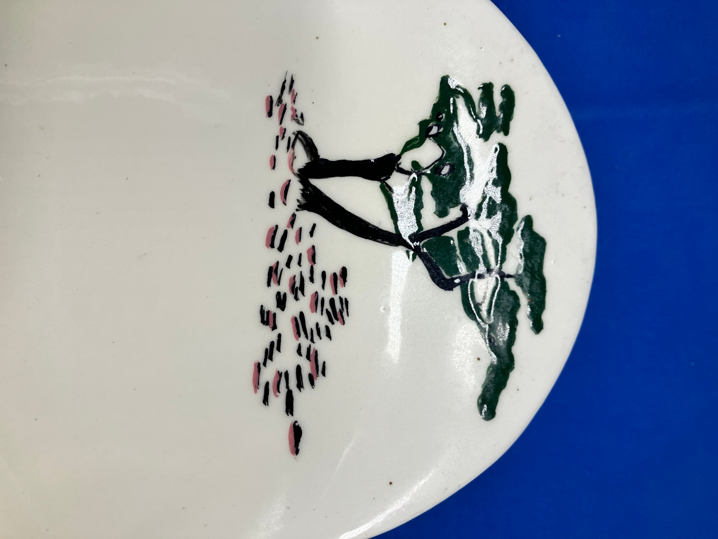 Vintage Ceramic Handmade Hand-painted Serving Dish