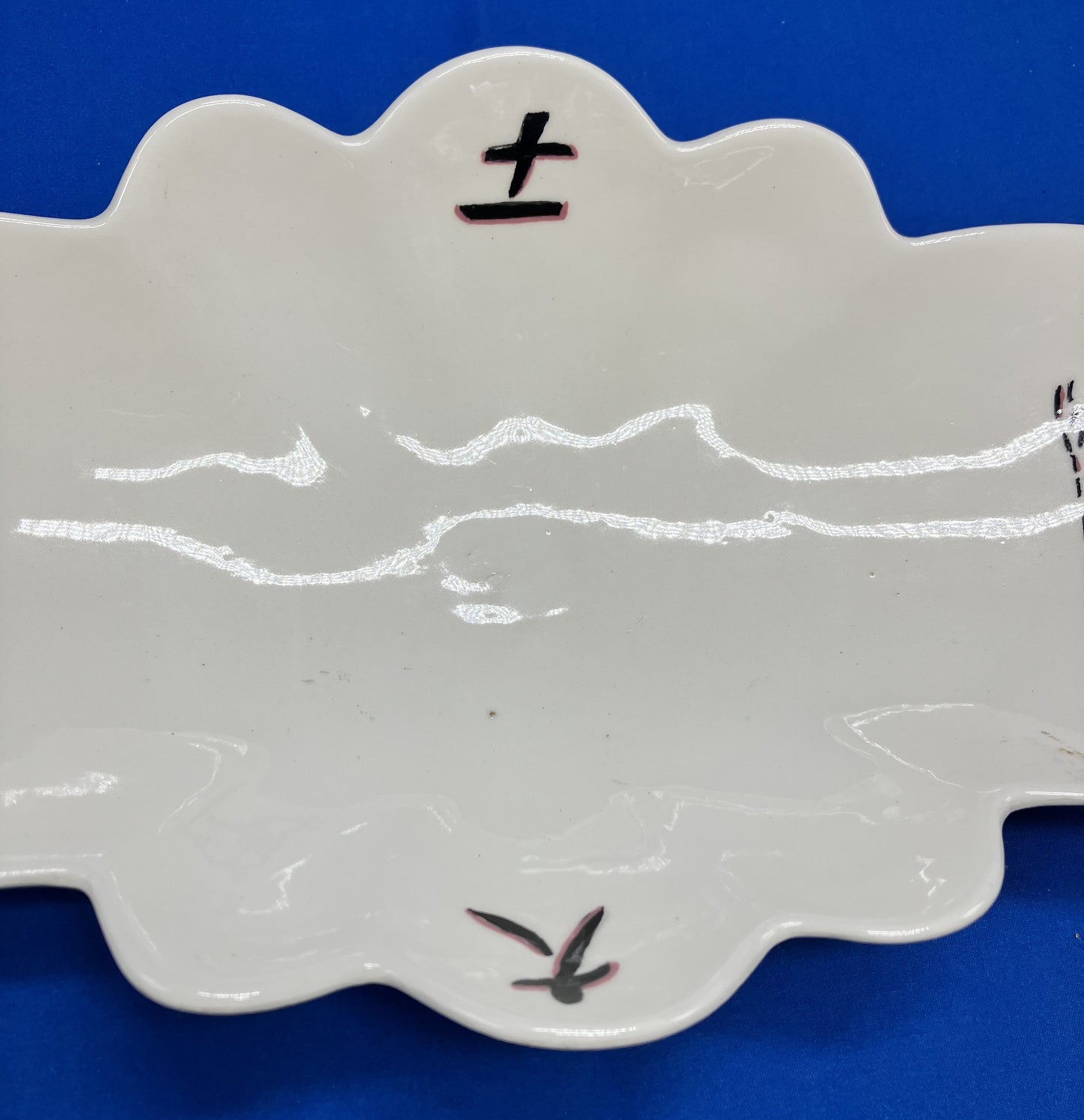 Vintage Ceramic Handmade Hand-painted Serving Dish