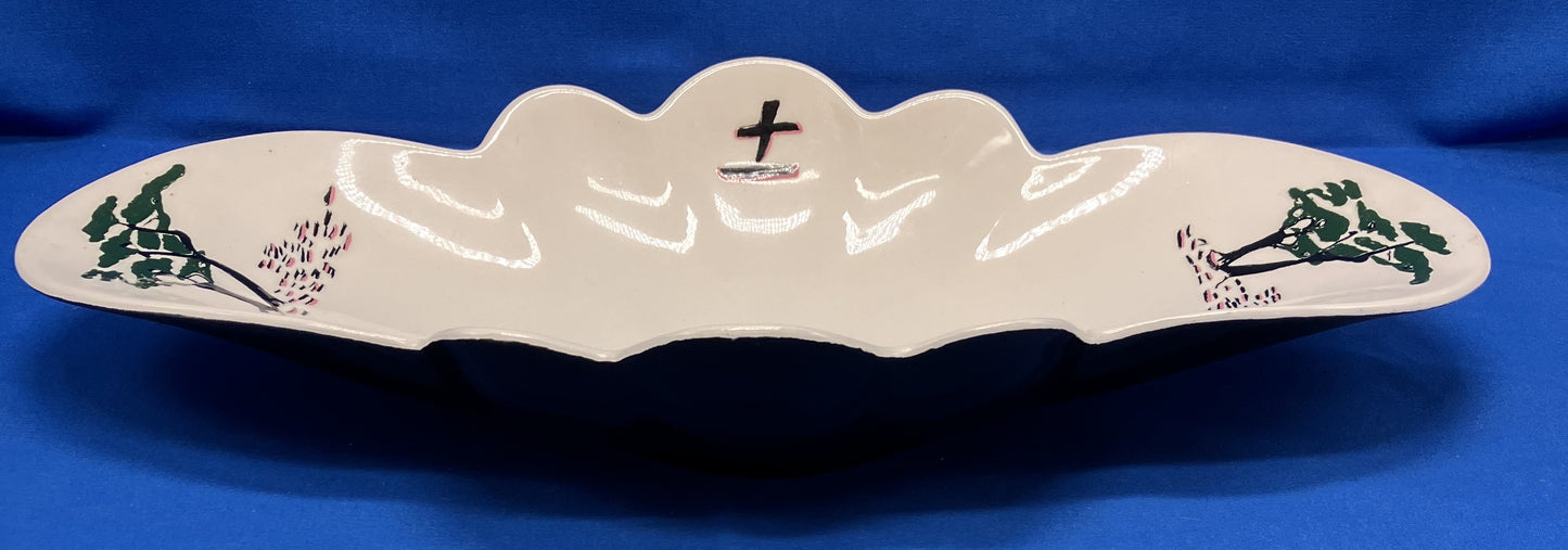 Vintage Ceramic Handmade Hand-painted Serving Dish