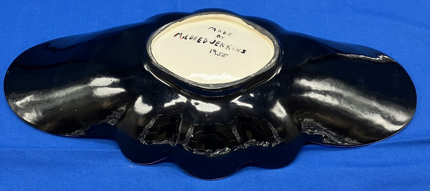 Vintage Ceramic Handmade Hand-painted Serving Dish