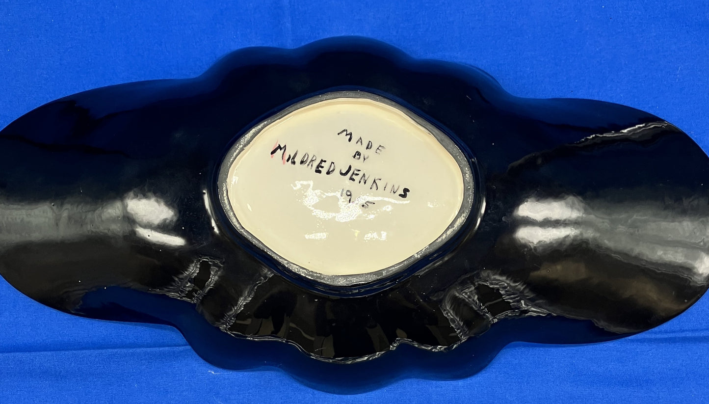Vintage Ceramic Handmade Hand-painted Serving Dish