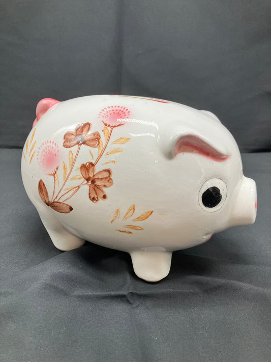 Vintage Floral Ceramic Piggy Bank