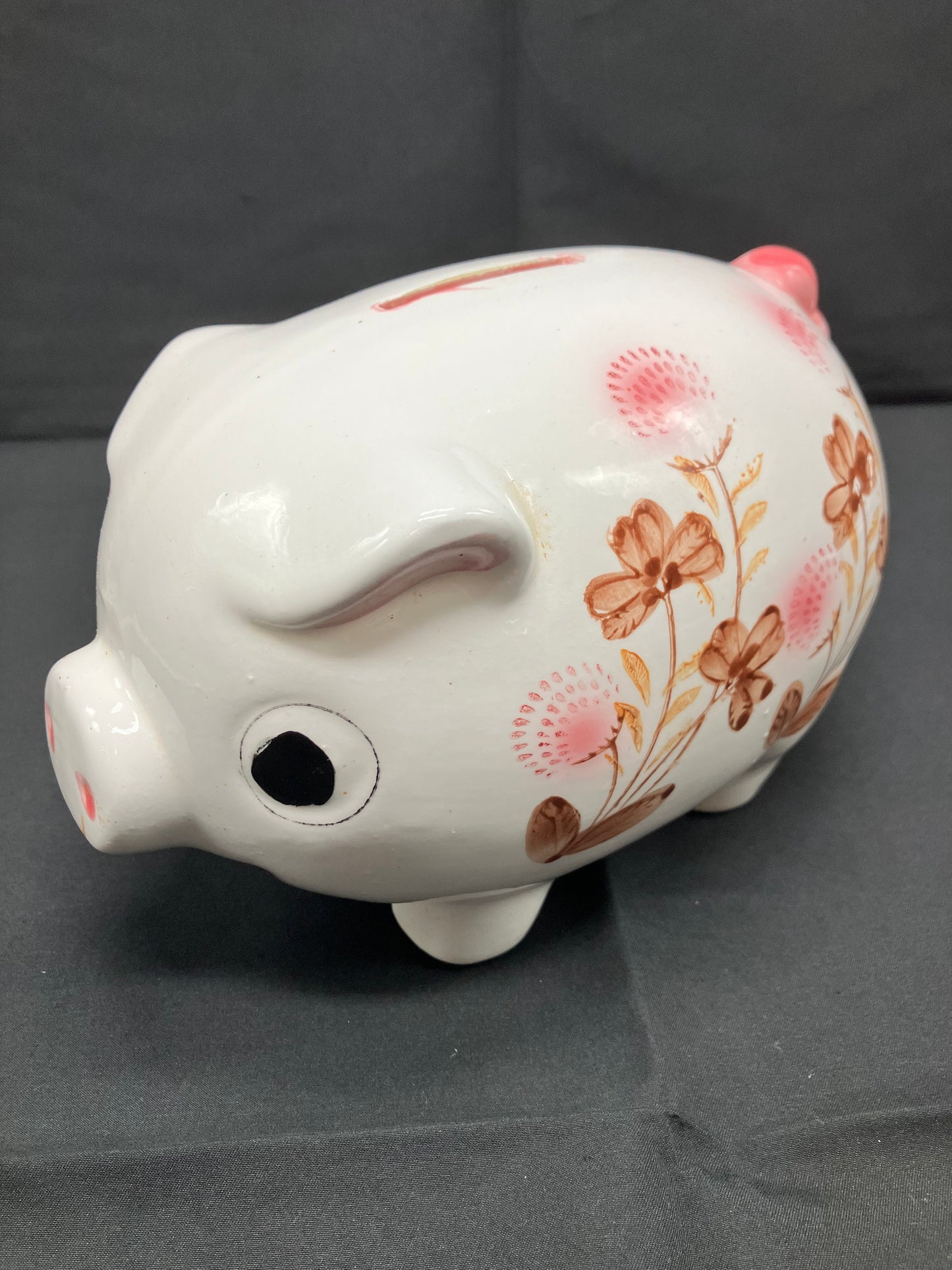 Vintage Floral Ceramic Piggy Bank