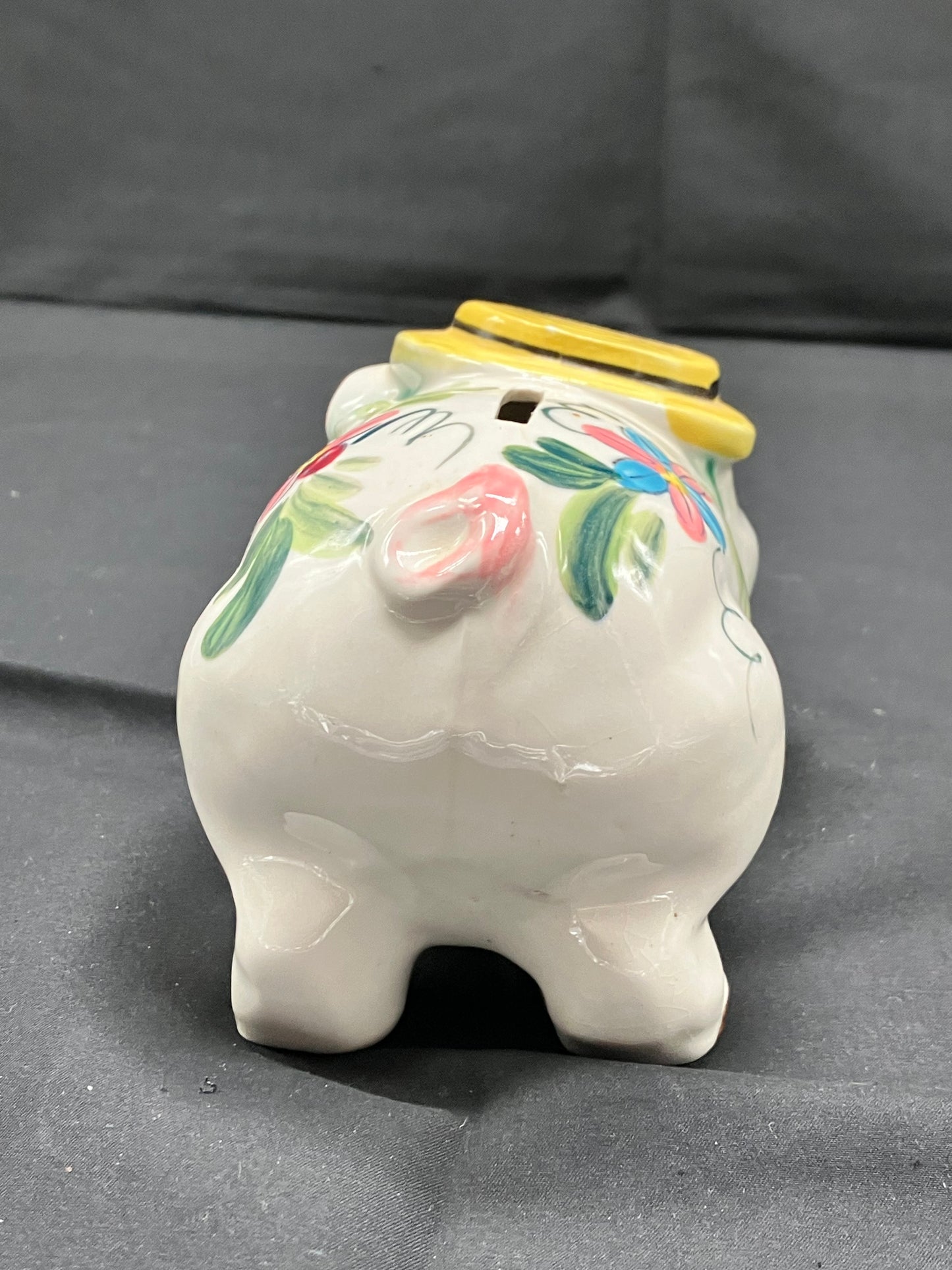 Pig - Vintage Piggy Bank w/Pipe, Hand Painted, Japan