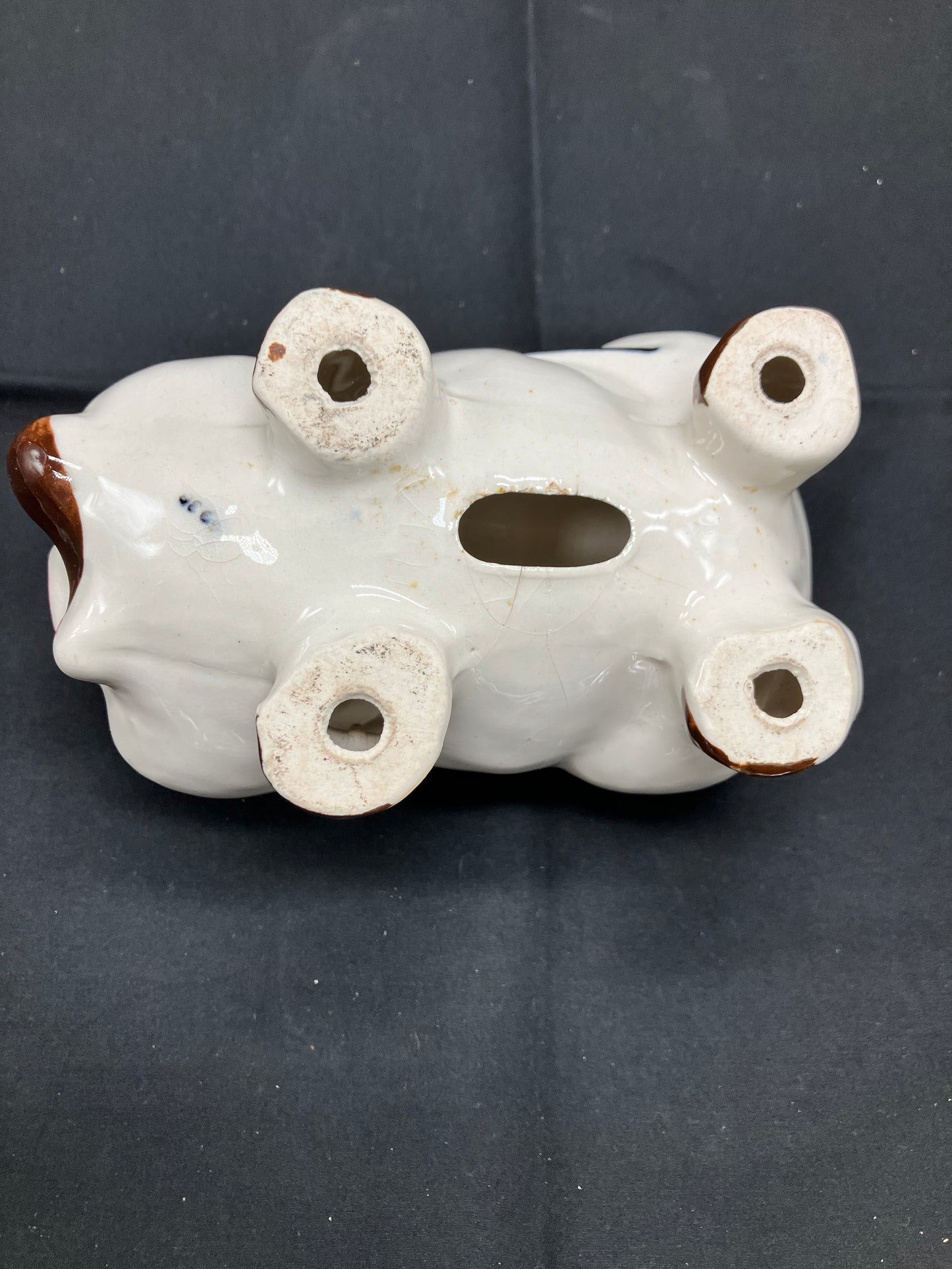 Pig - Vintage Piggy Bank w/Pipe, Hand Painted, Japan