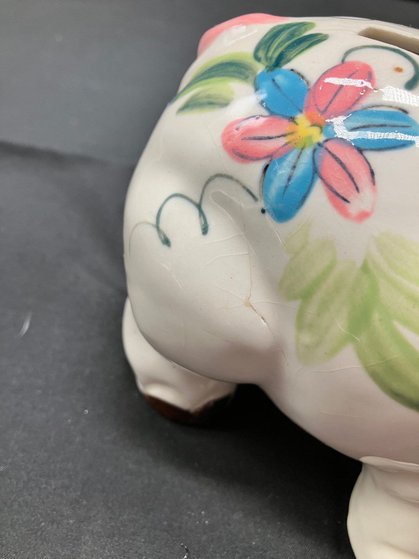 Pig - Vintage Piggy Bank w/Pipe, Hand Painted, Japan