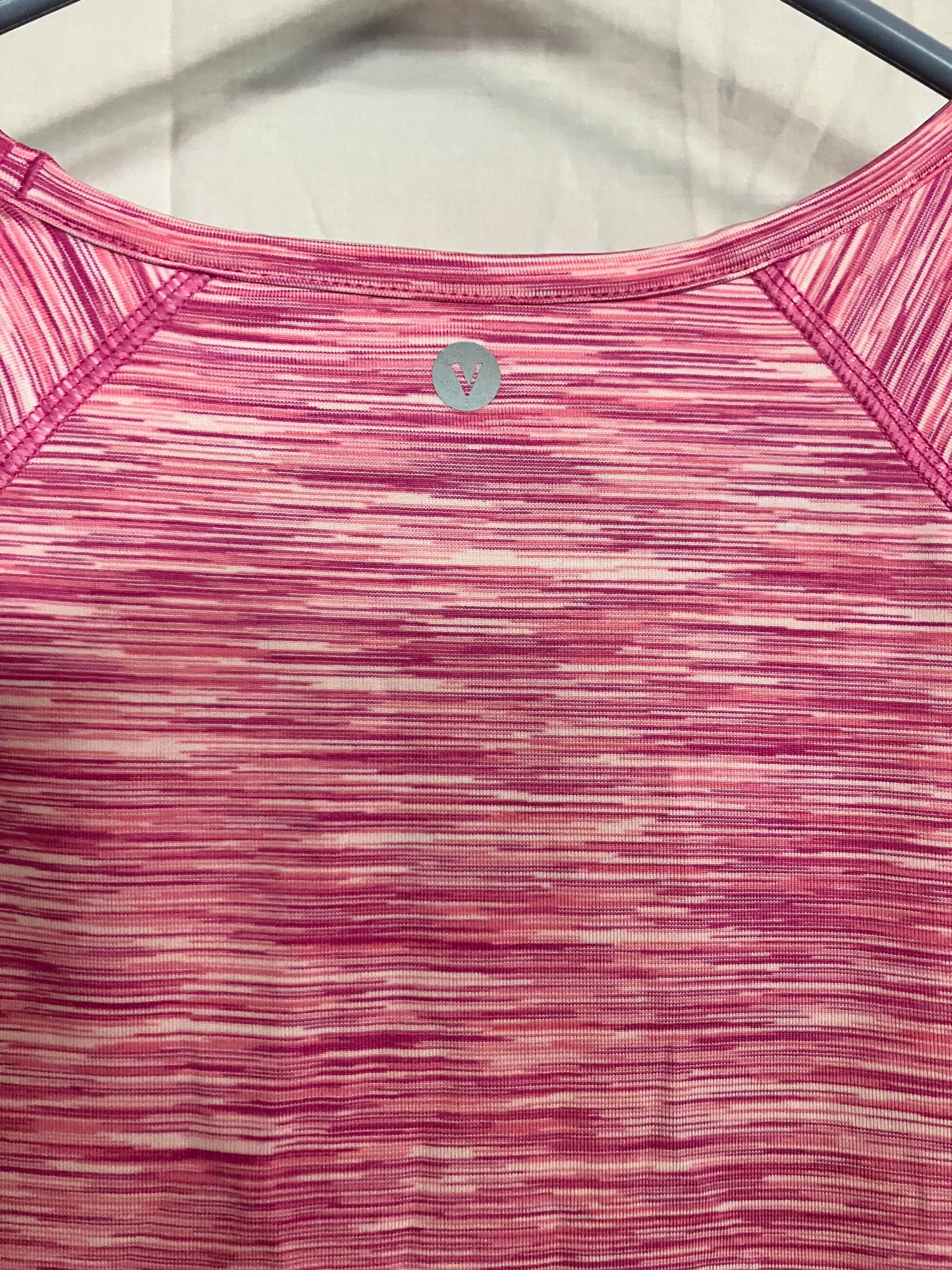 Women's Velocity Activewear blouse, pink and white, size Medium