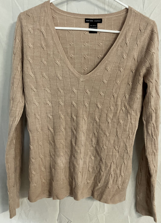 "New York and Co." Tan Knit Women's Sweater Medium