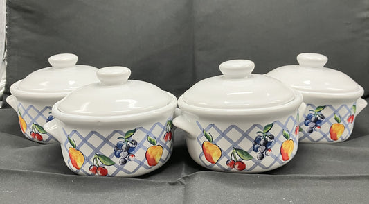 Soup Crocks with Lids - Set of 4 Porcelain