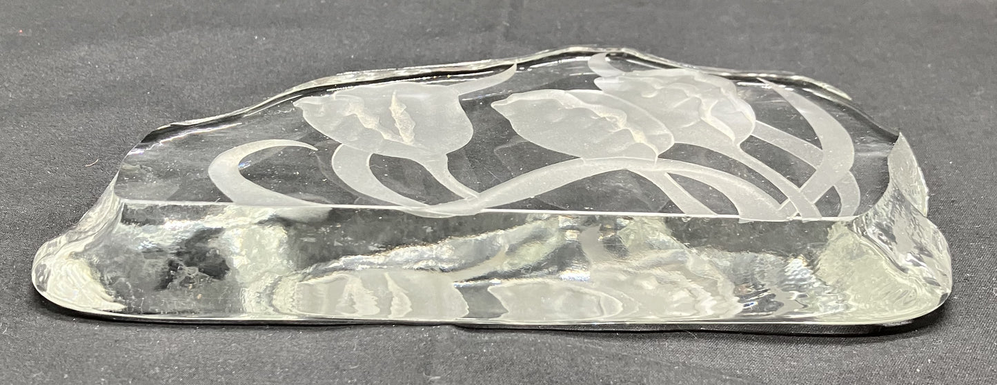 Lead Crystal Embossed Tulip Paperweight