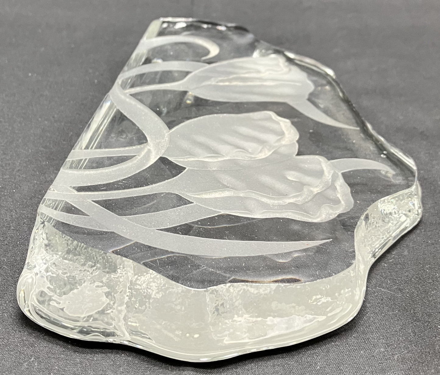 Lead Crystal Embossed Tulip Paperweight