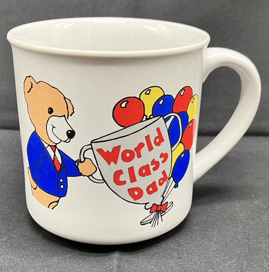 "World Class Dad" coffee mug with Bear and Balloons