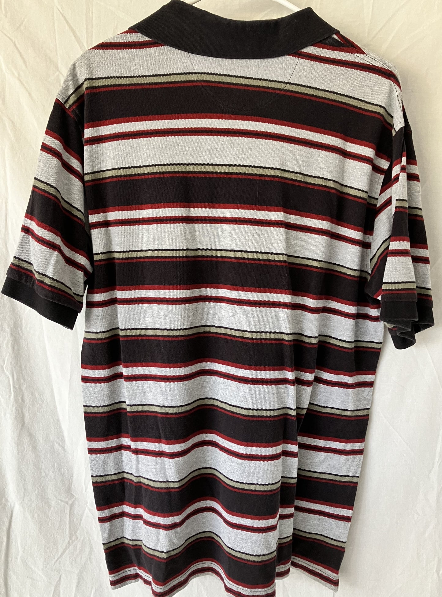 Men's 100% Cotton Striped Polo Shirt, Large