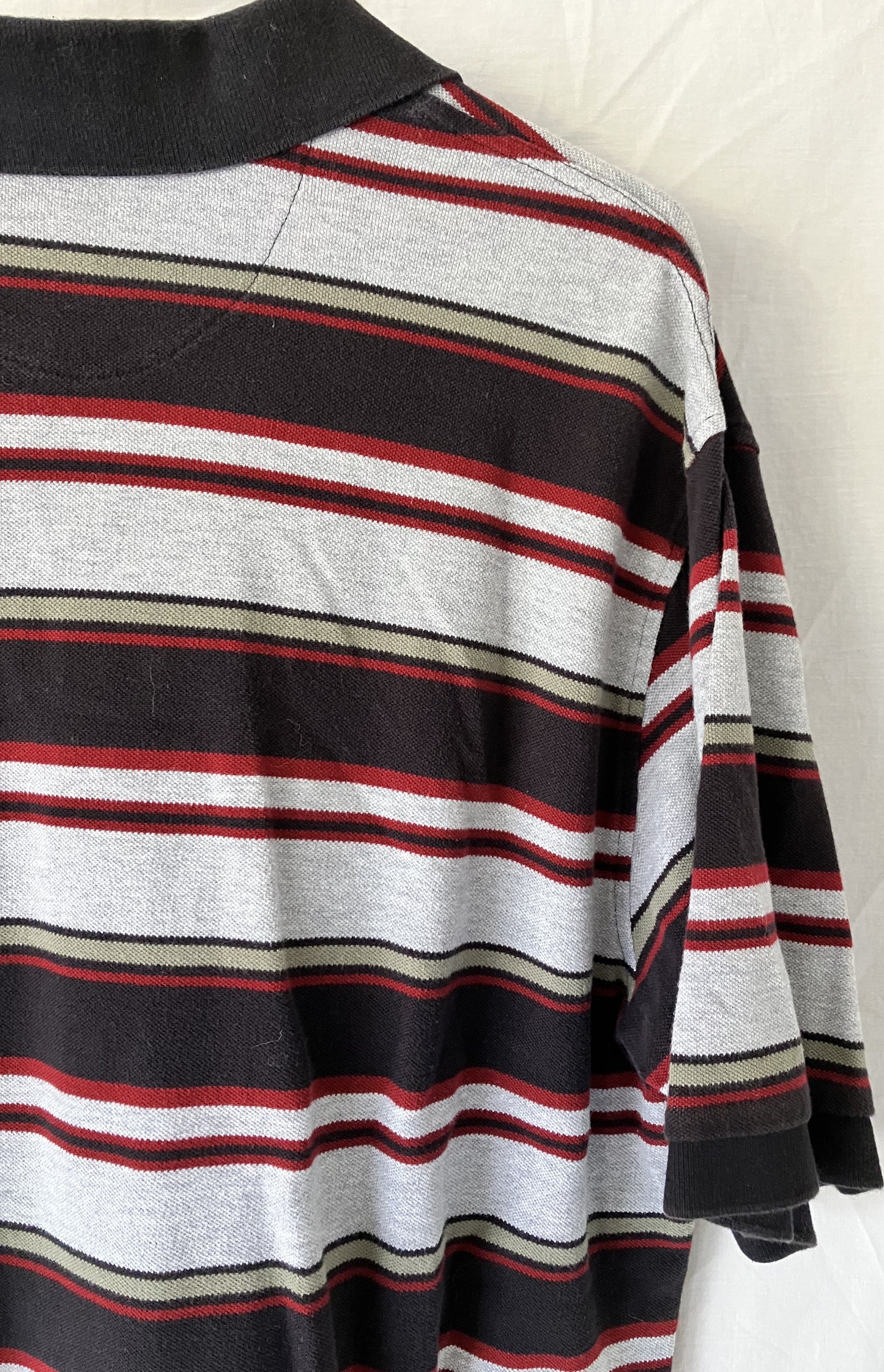 Men's 100% Cotton Striped Polo Shirt, Large