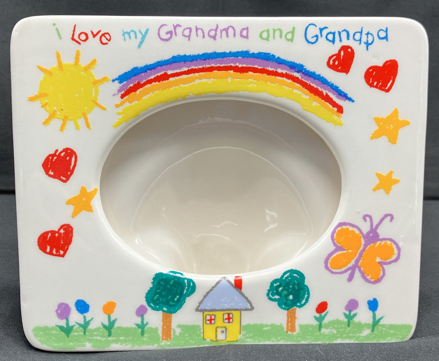 Ceramic Grandma and Grandpa Picture Frame