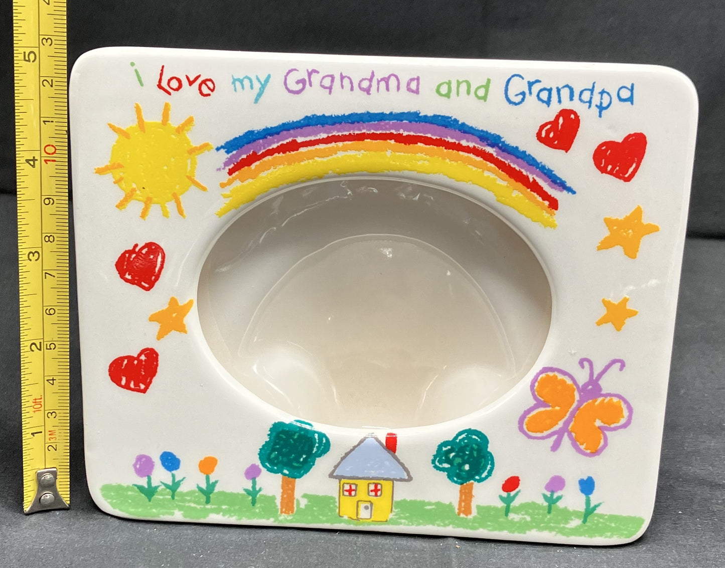 Ceramic Grandma and Grandpa Picture Frame