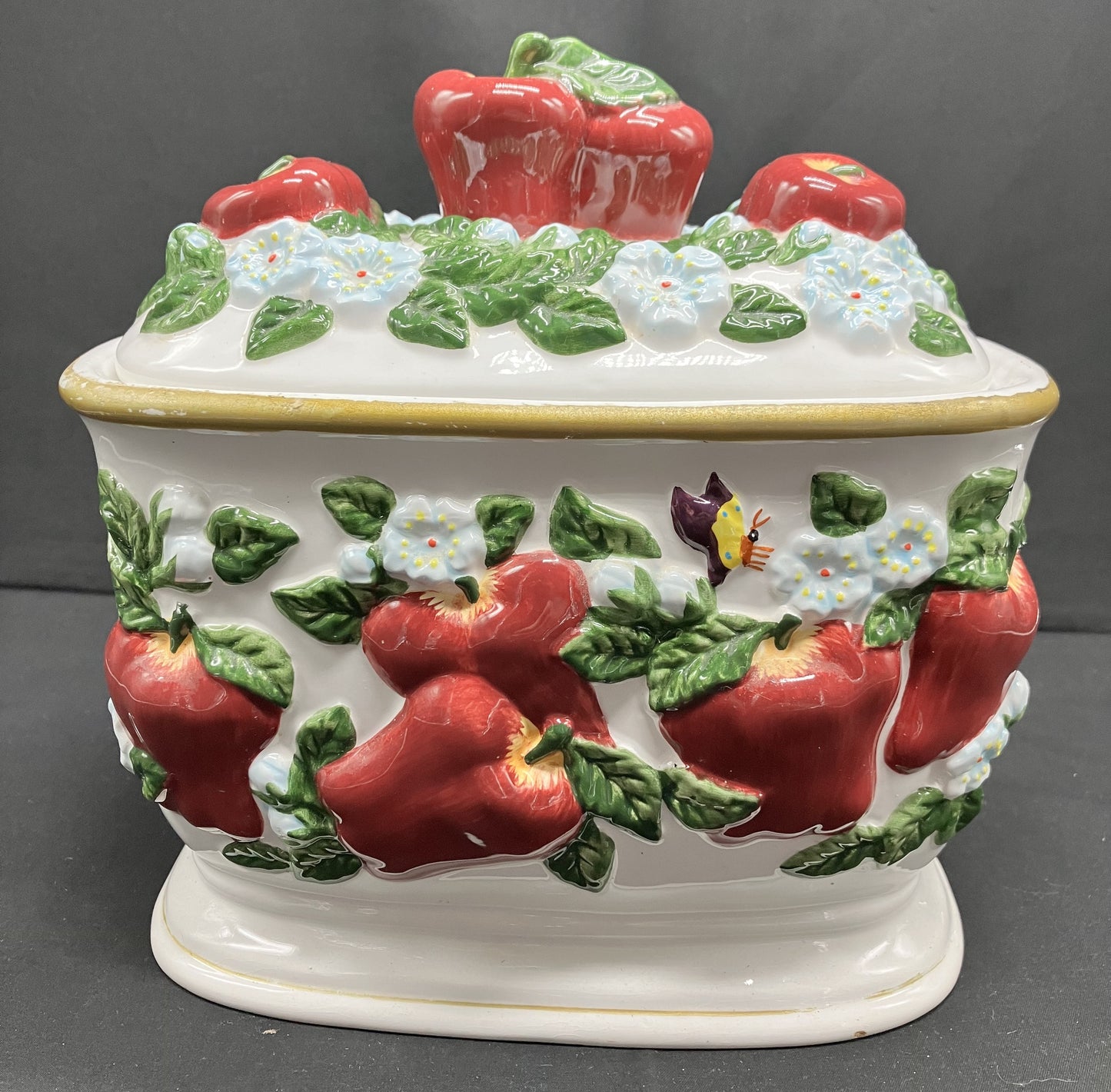 Cookie Jar by KK Merchandise Vintage Apples and Apple Blossoms