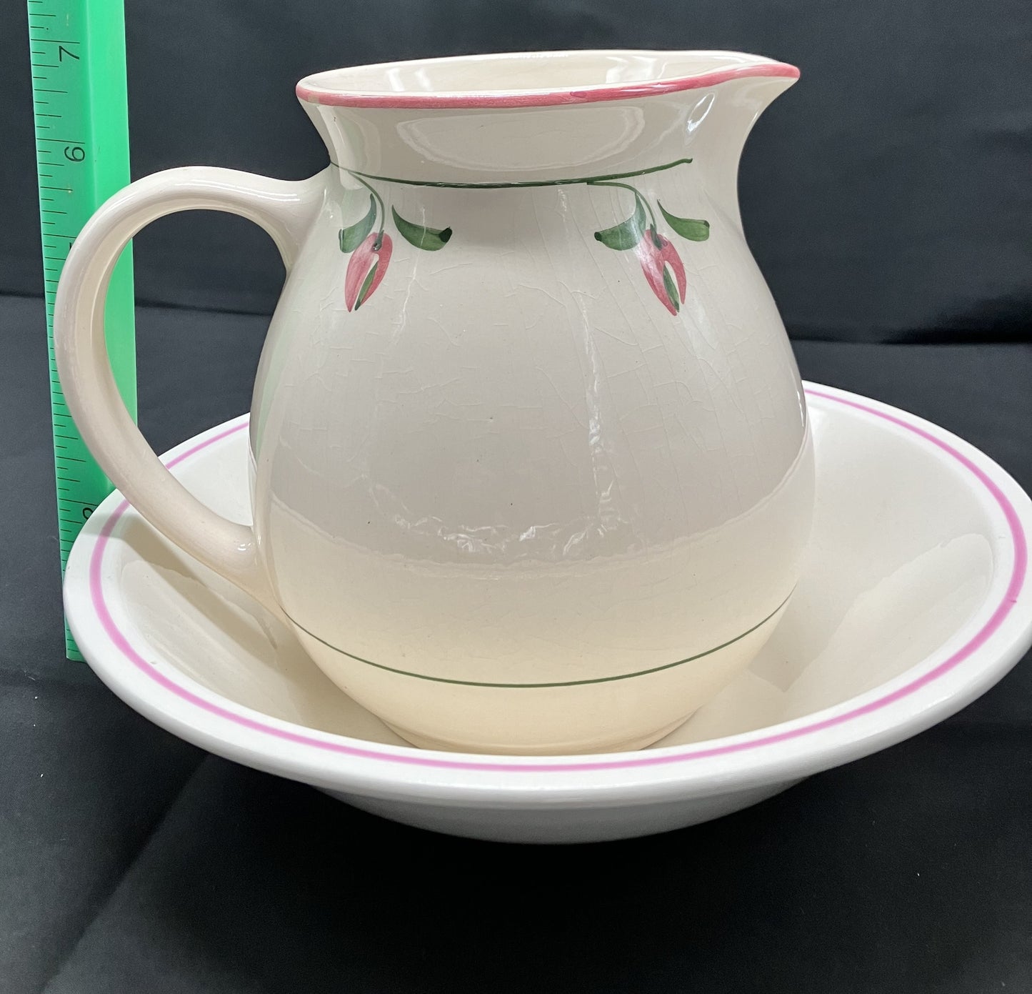 Pitcher and Basin Set, Floral