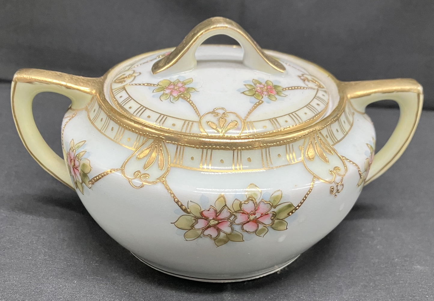 Nippon Hand Painted Sugar Bowl (w/lid) and Creamer Set