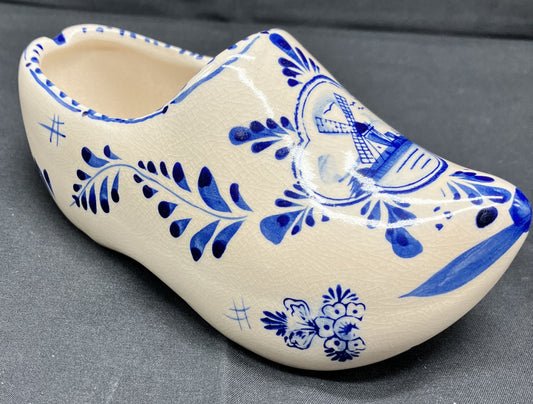 Dutch Holland Delft Blue Porcelain Shoe Windmill Hand painted