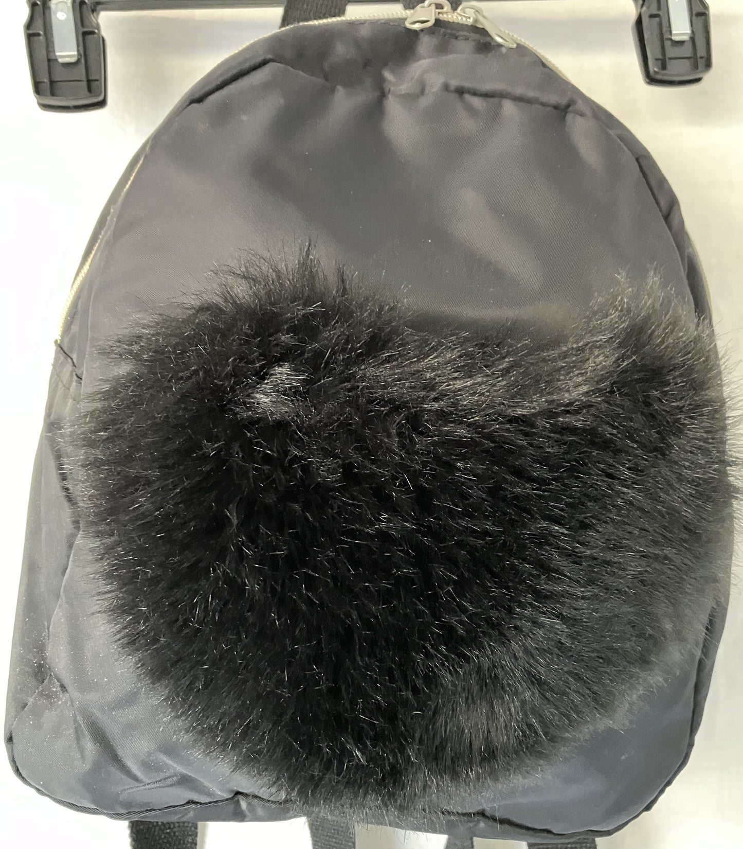 Black Furry Backpack / Bag