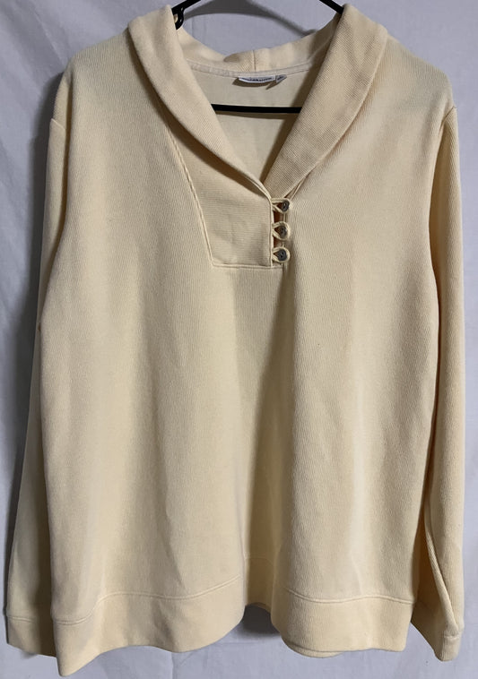 Croft & Barrow Knit Sweater / Blouse, Pale Yellow, XL