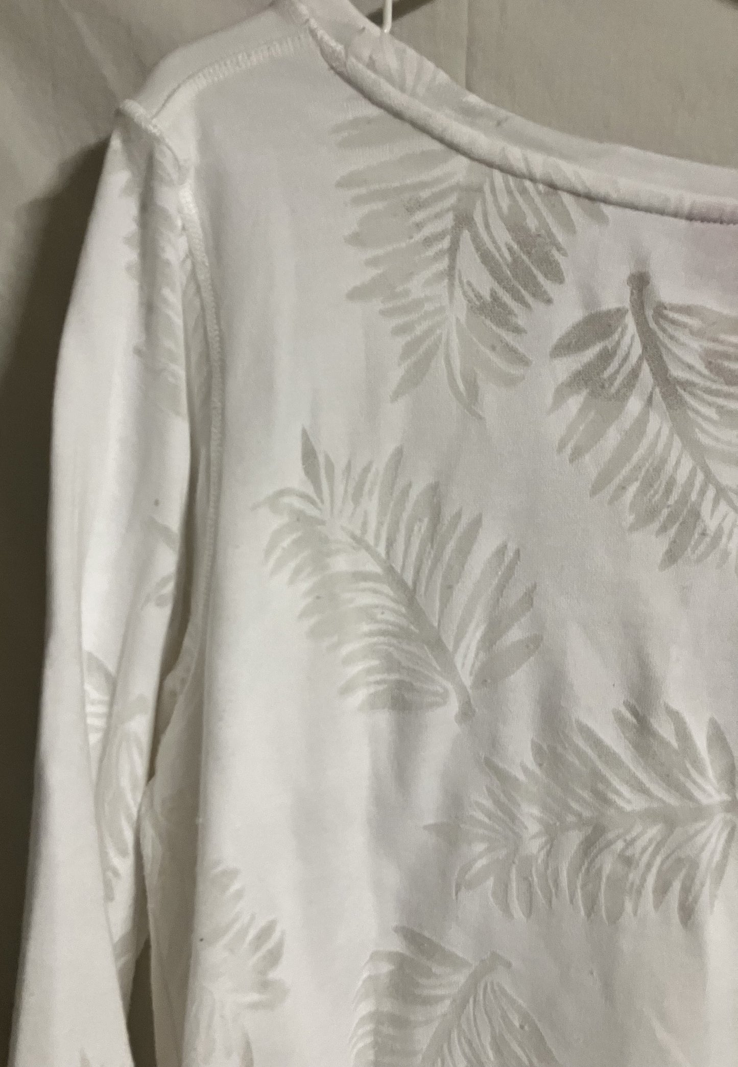 White Blouse by Hearts of Palm, Embossed Palm Leaves, Large