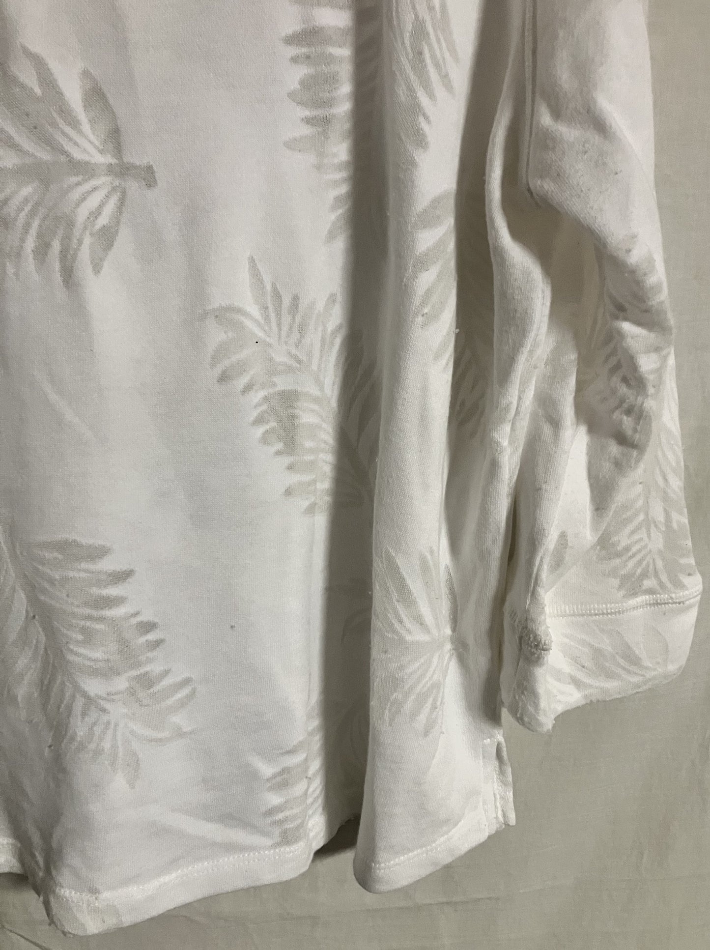 White Blouse by Hearts of Palm, Embossed Palm Leaves, Large