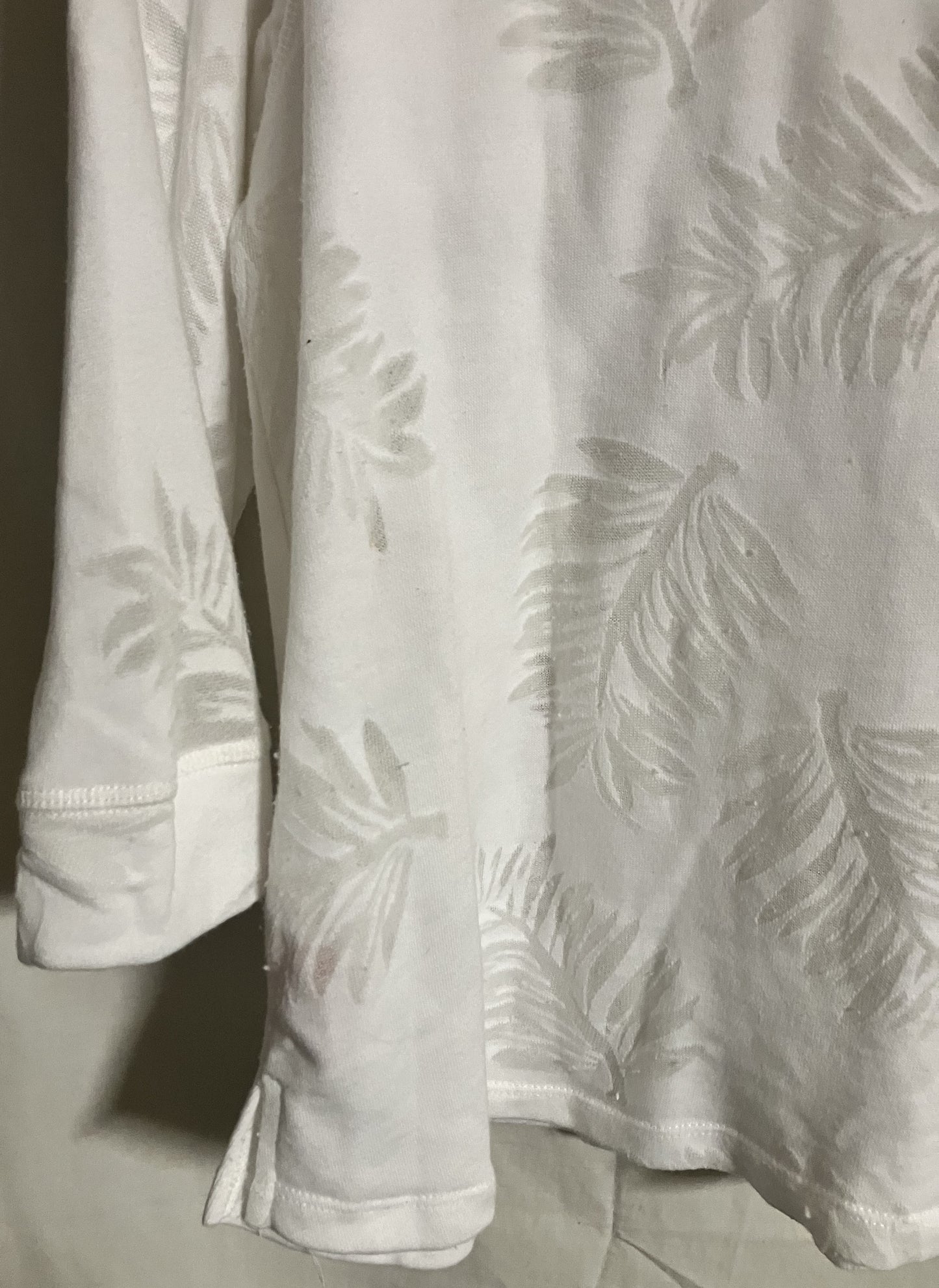 White Blouse by Hearts of Palm, Embossed Palm Leaves, Large