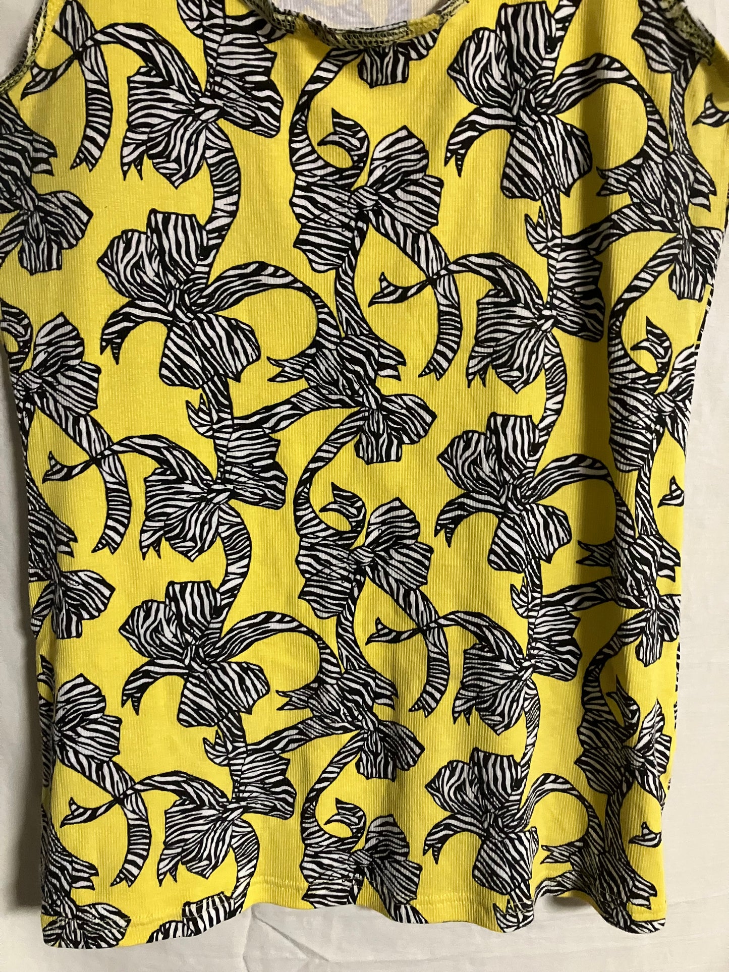 OP Tank Top Style Blouse - Yellow with Black and White Bows XXL