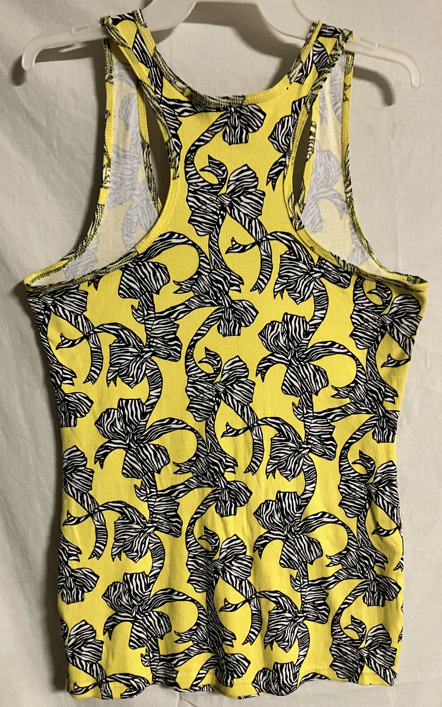 OP Tank Top Style Blouse - Yellow with Black and White Bows XXL