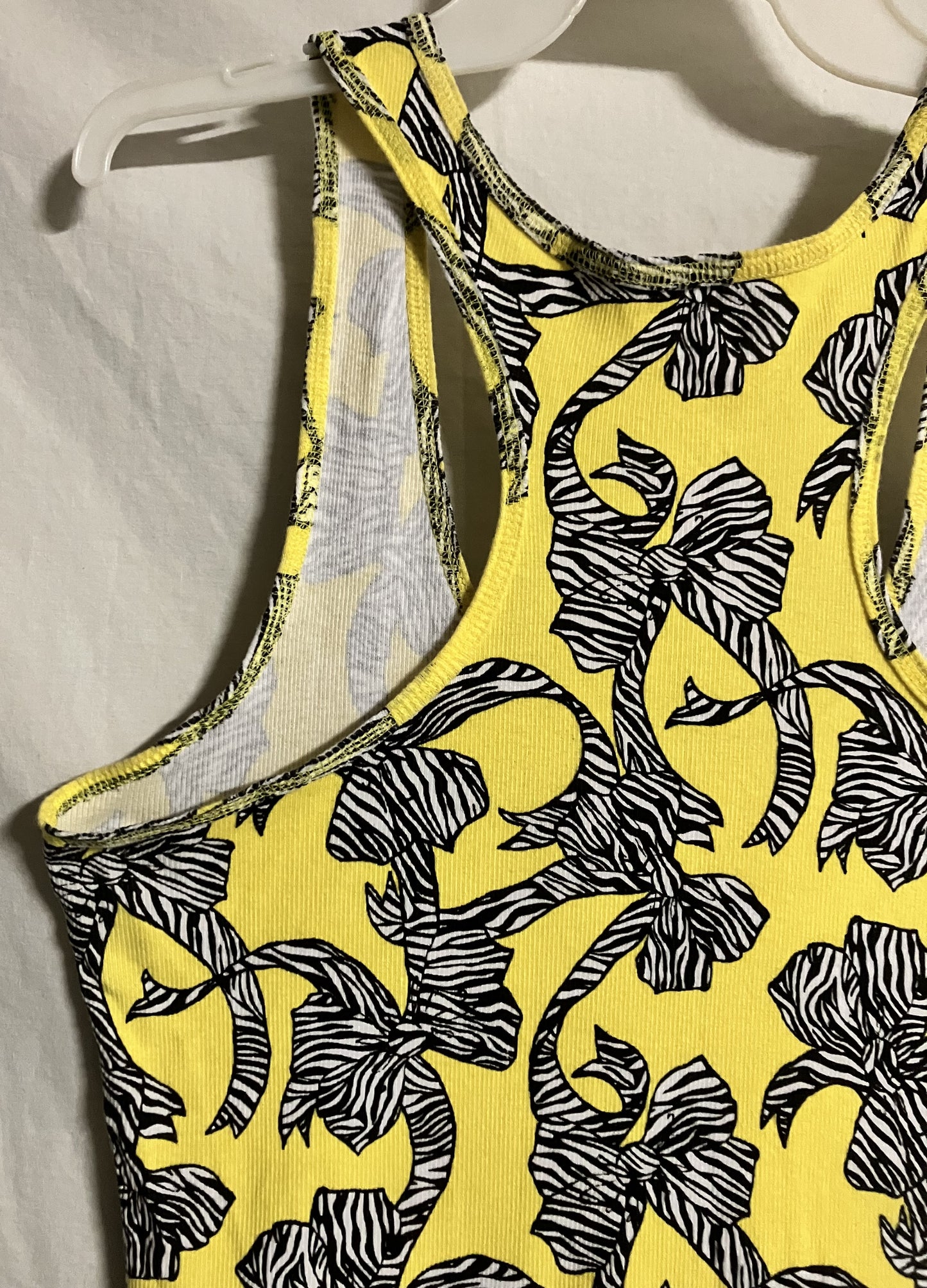 OP Tank Top Style Blouse - Yellow with Black and White Bows XXL