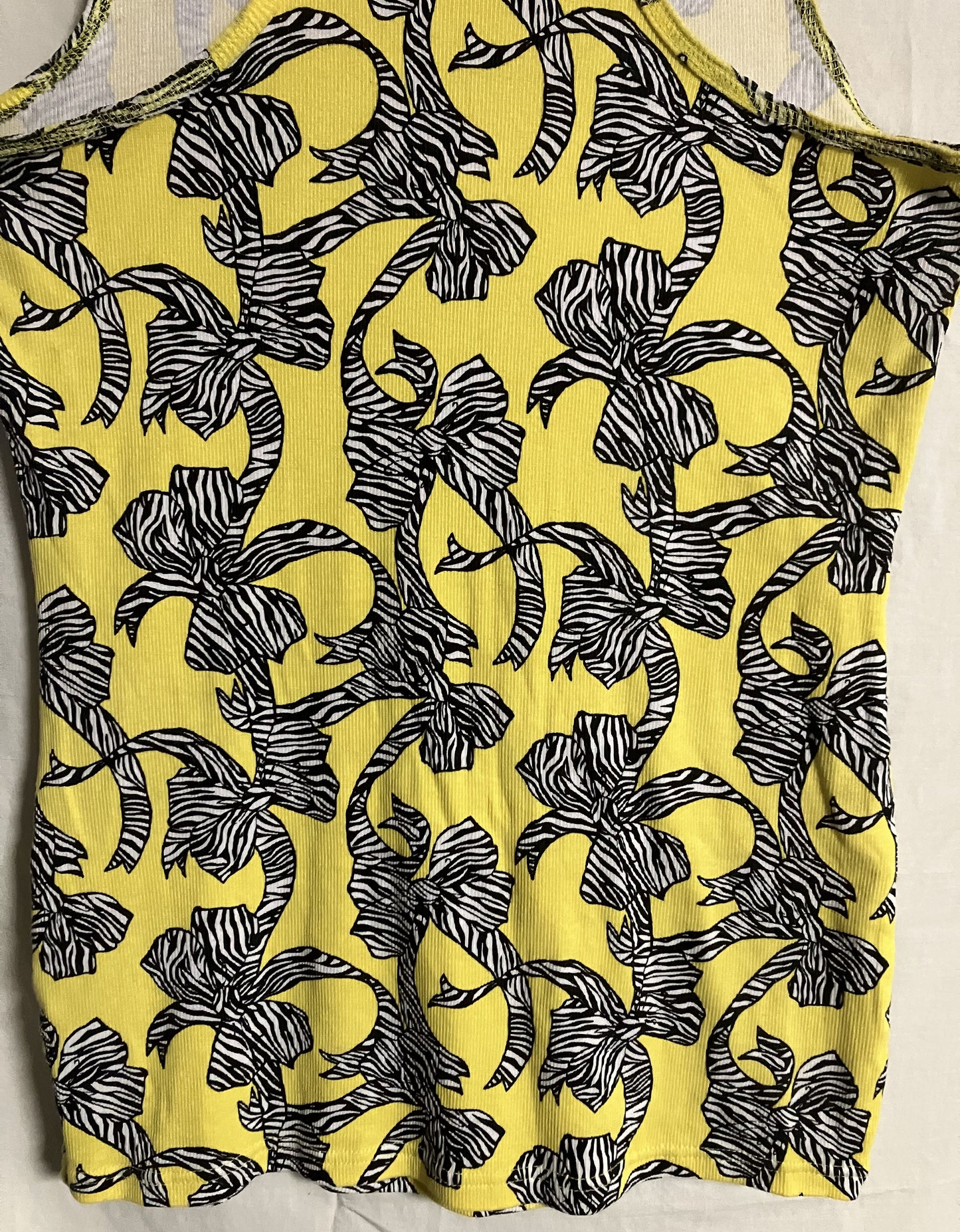 OP Tank Top Style Blouse - Yellow with Black and White Bows XXL