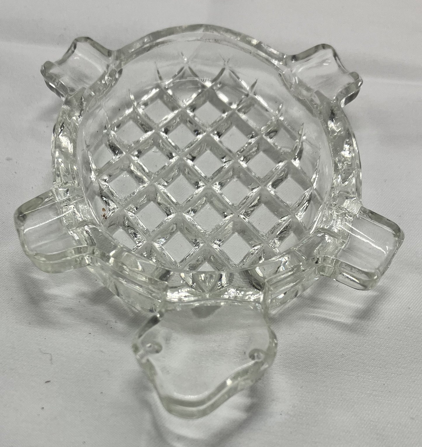 Turtle Glass Ashtray, Bohemia Clear Glass, Made In Czechoslovakia