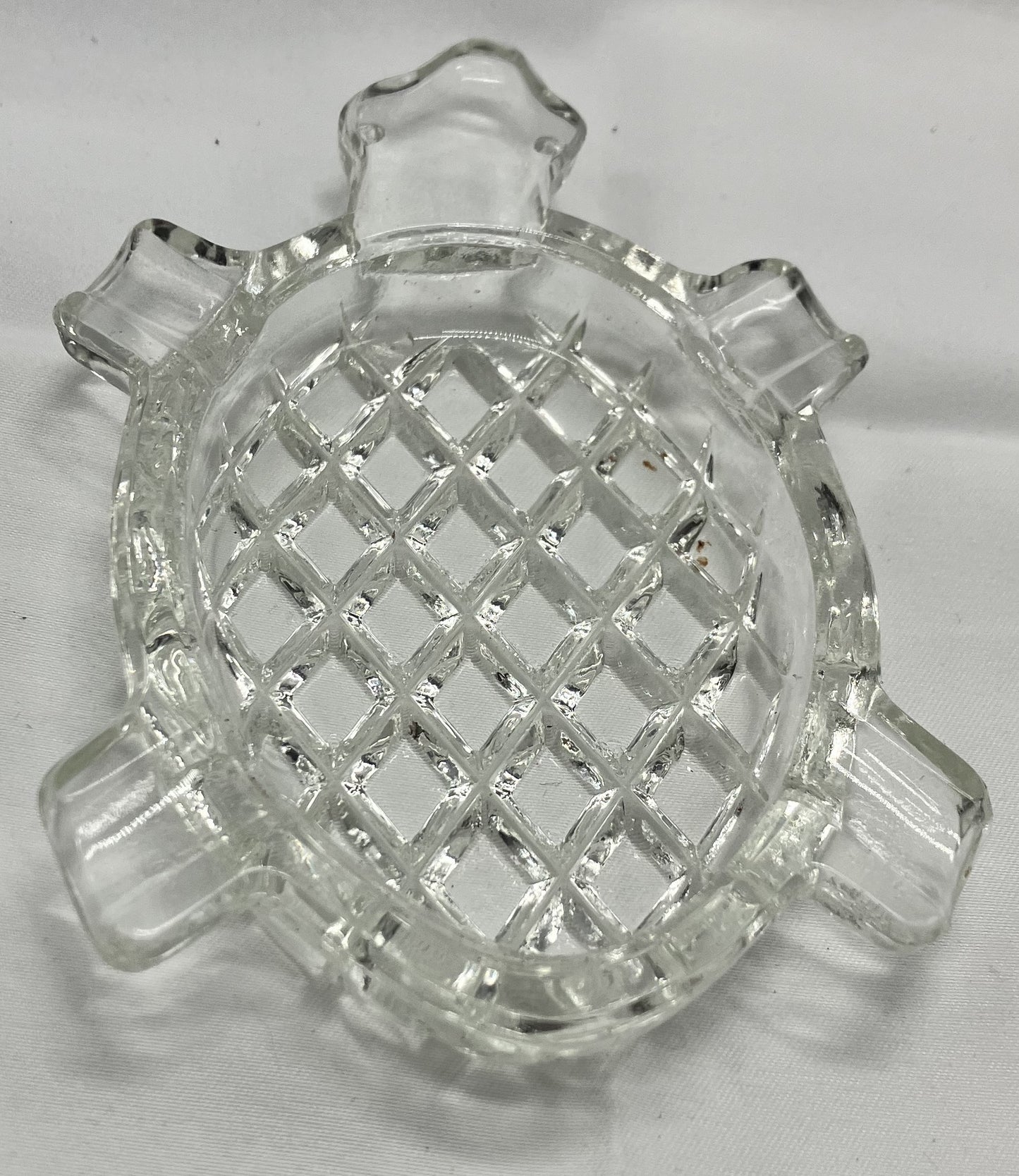 Turtle Glass Ashtray, Bohemia Clear Glass, Made In Czechoslovakia