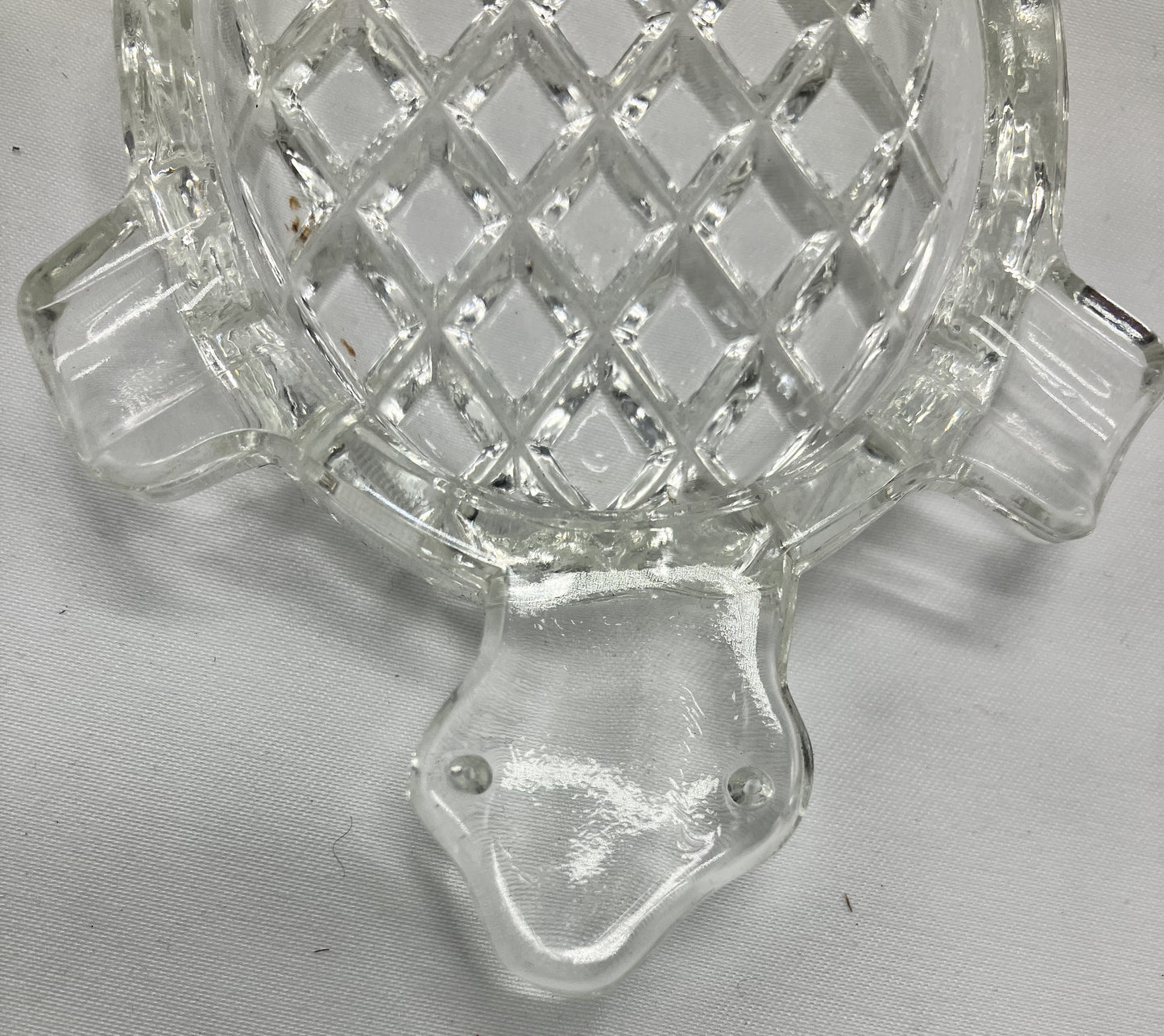 Turtle Glass Ashtray, Bohemia Clear Glass, Made In Czechoslovakia