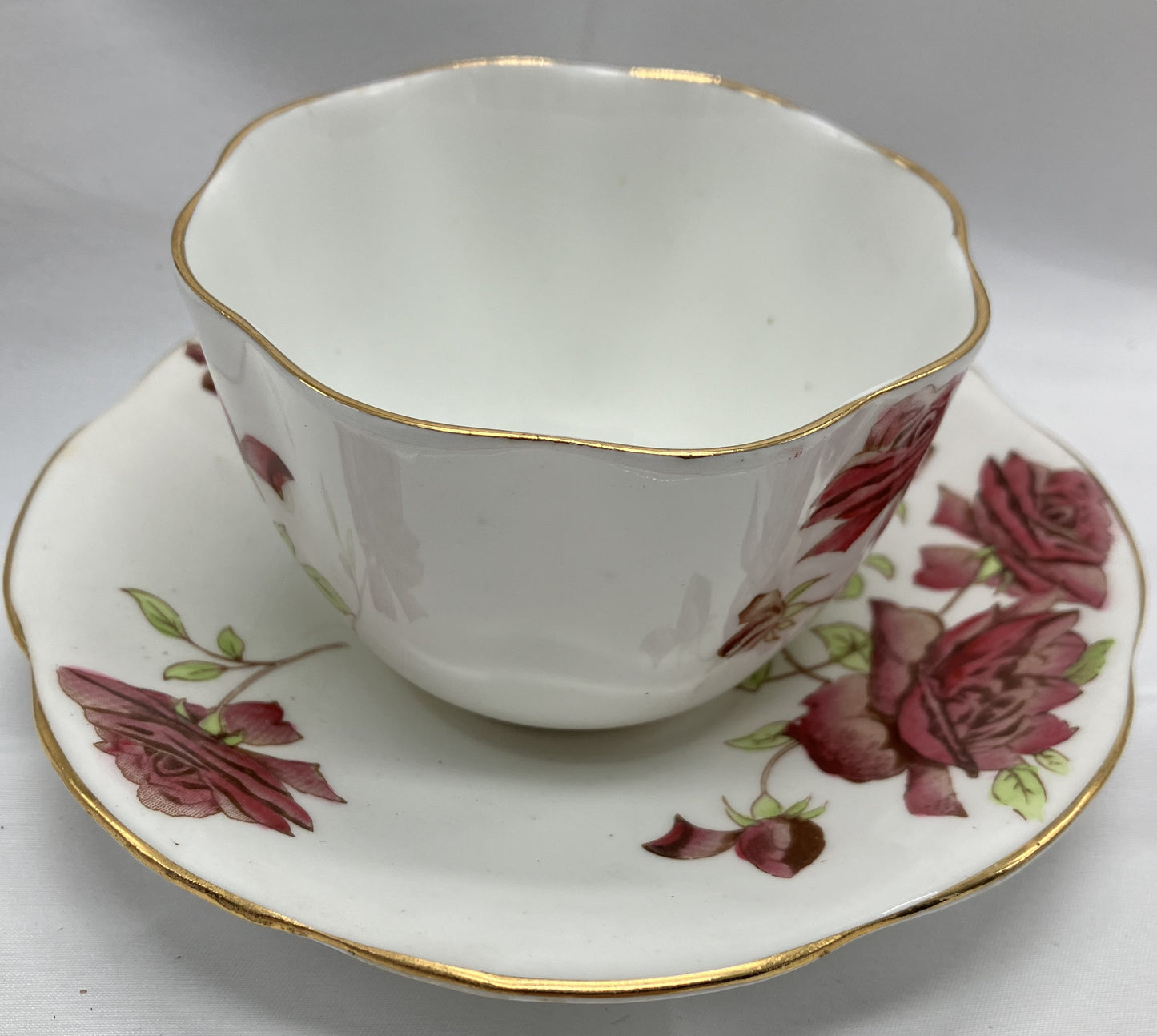 Antique "English Rose" Teacup and Saucer, Bone China.