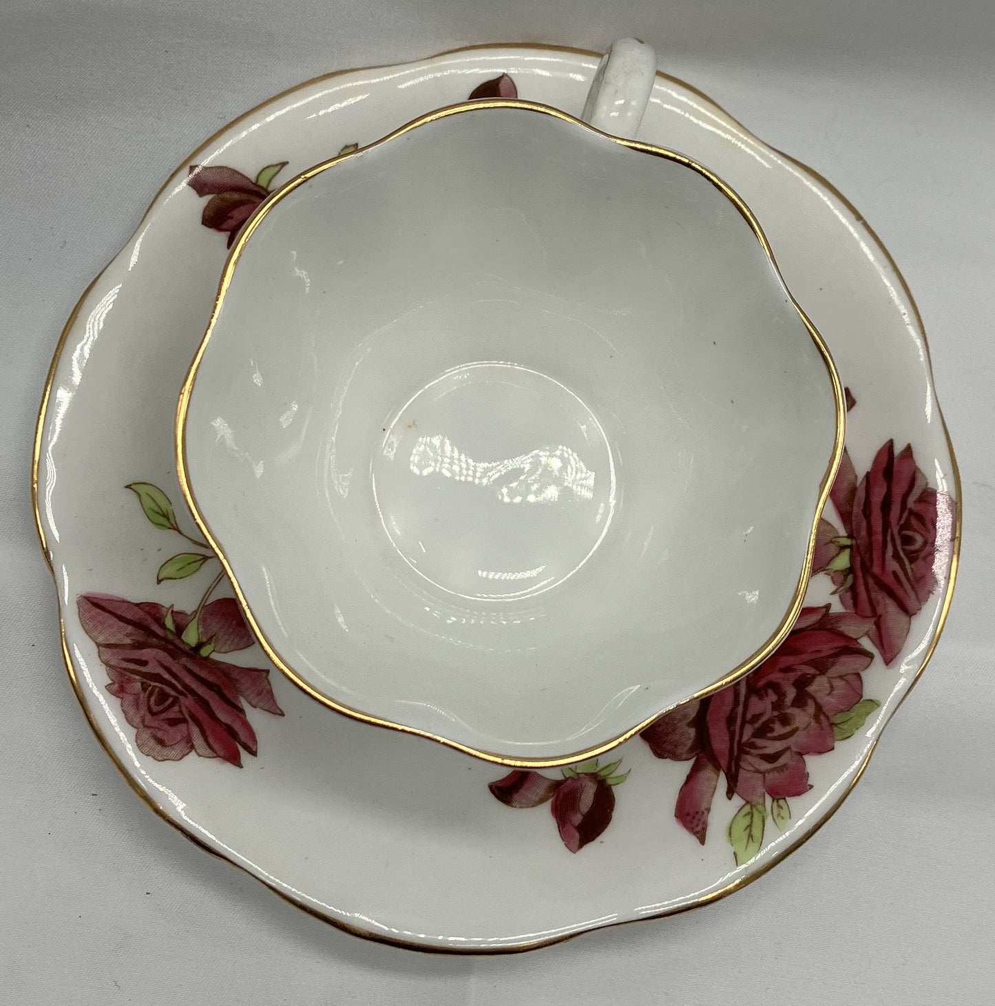 Antique "English Rose" Teacup and Saucer, Bone China.