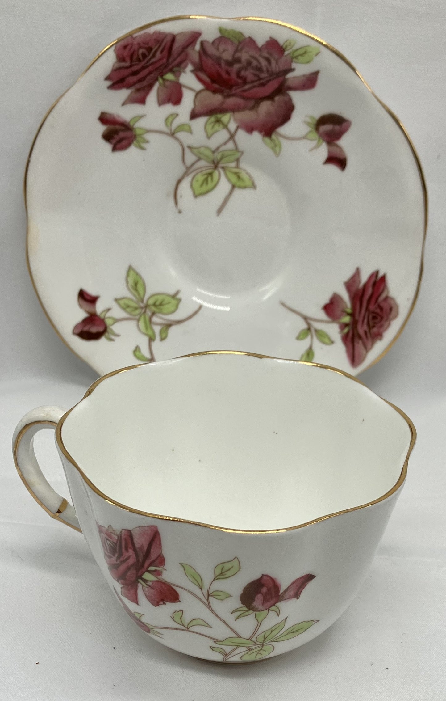 Antique "English Rose" Teacup and Saucer, Bone China.