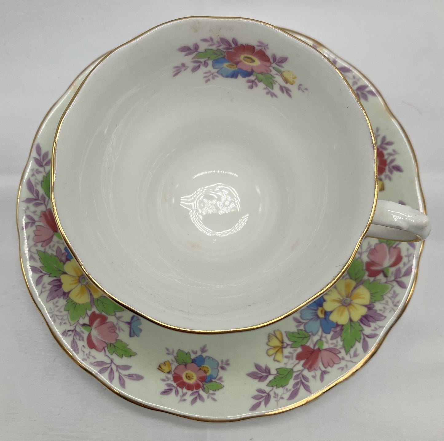 Antique "Floral" Teacup and Saucer, Bone China.