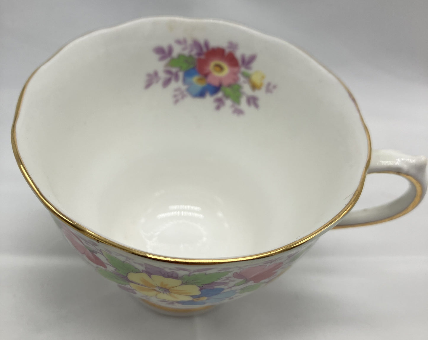 Antique "Floral" Teacup and Saucer, Bone China.