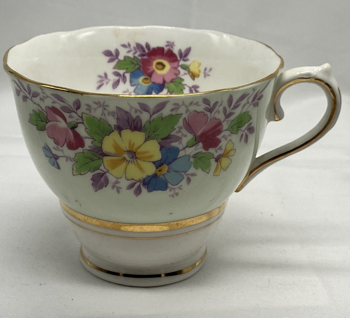 Antique "Floral" Teacup and Saucer, Bone China.