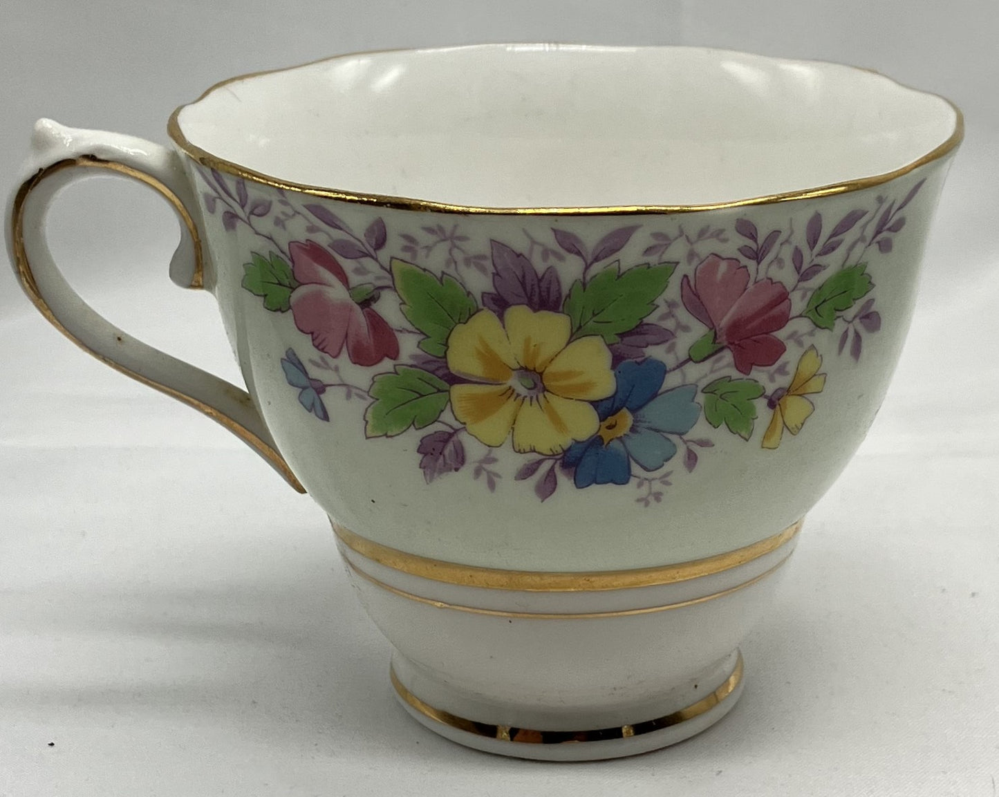 Antique "Floral" Teacup and Saucer, Bone China.