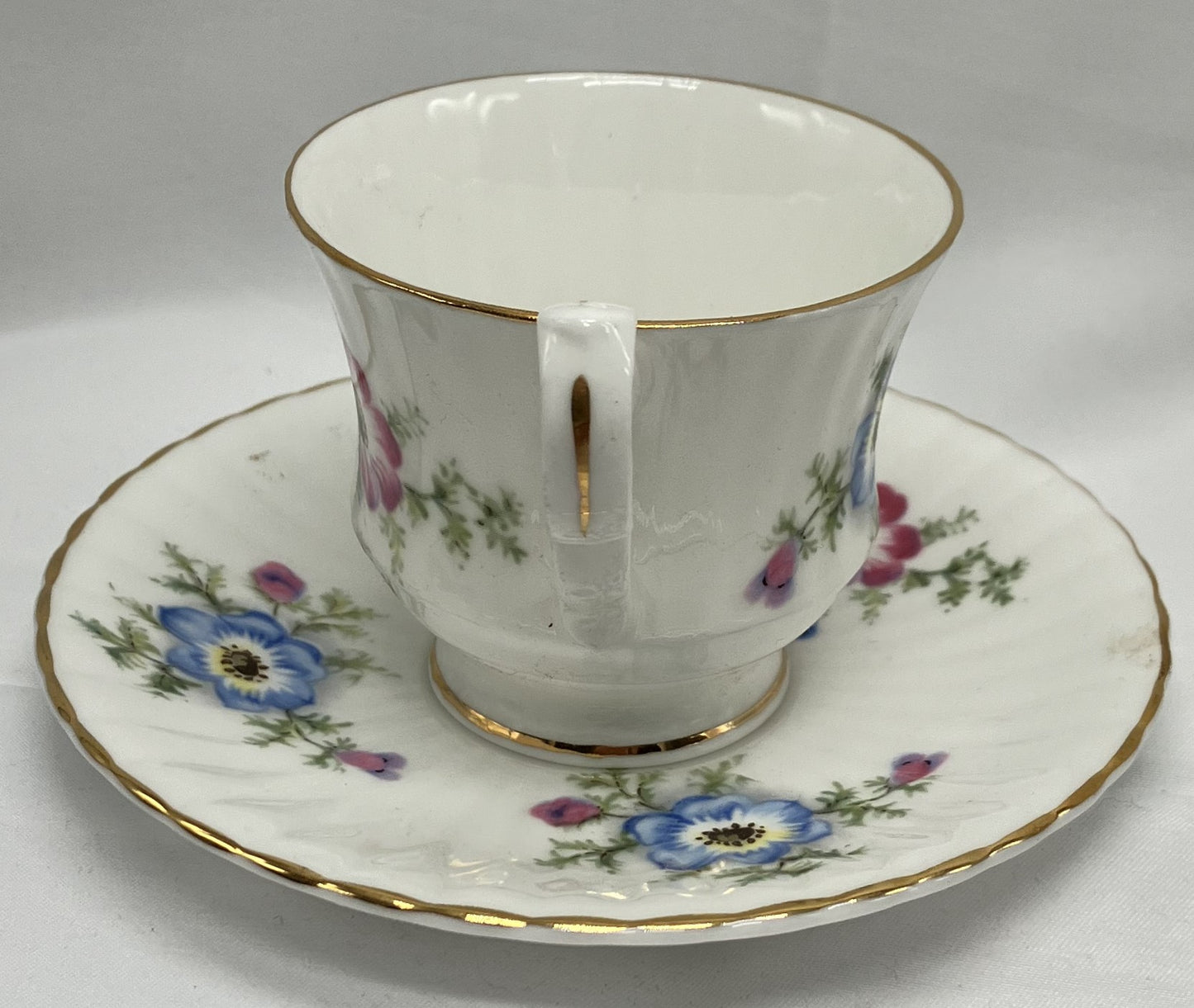 Antique "Poppy" Demi Tasse / Teacup and Saucer, Bone China.